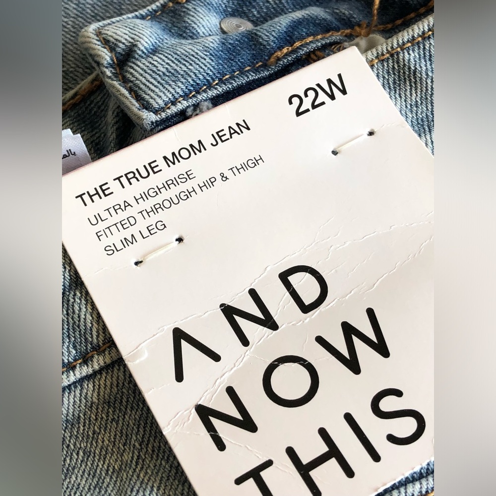 AND NOW THIS SIZE 22W THE TRUE MOM JEAN Light Blue Jeans Distressed NWT - Picture 4 of 5